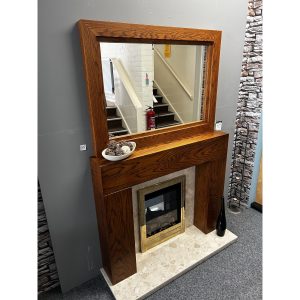 Brison Box Style Medium Oak Effect Fireplace 46 inch Mantel with Mirror & Marble *TO CLEAR*