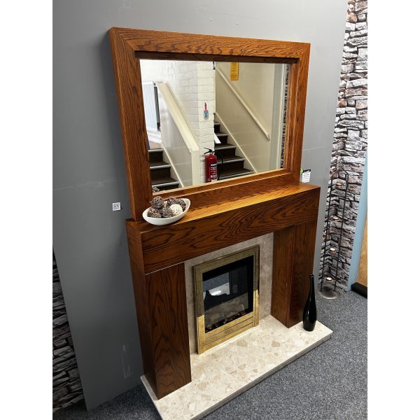 Brison Box Style Medium Oak Effect Fireplace 46 inch Mantel with Mirror & Marble *TO CLEAR*