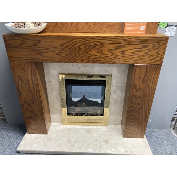 Brison Box Style Medium Oak Effect Fireplace 46 inch Mantel with Mirror & Marble *TO CLEAR* - Image 2