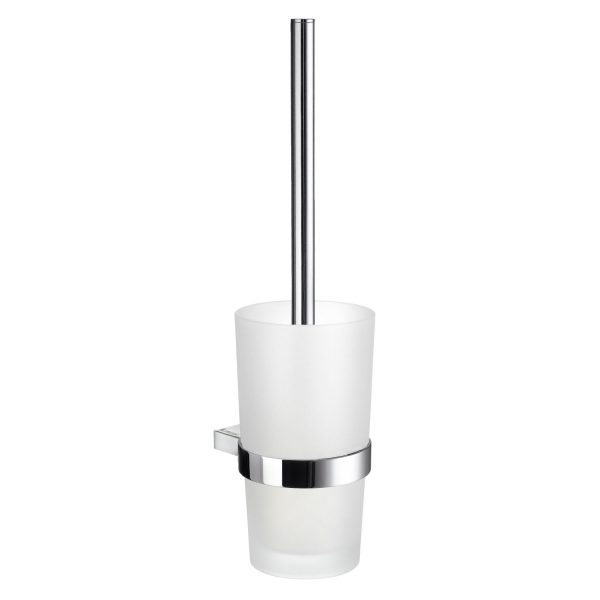 Smedbo Air Toilet Brush inc Container In Frosted Glass AK333 Polished Chrome