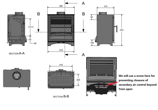 EcoFlame 2 - 8kw Multifuel Stove complete with 10m Flue Liner Pack - Image 4