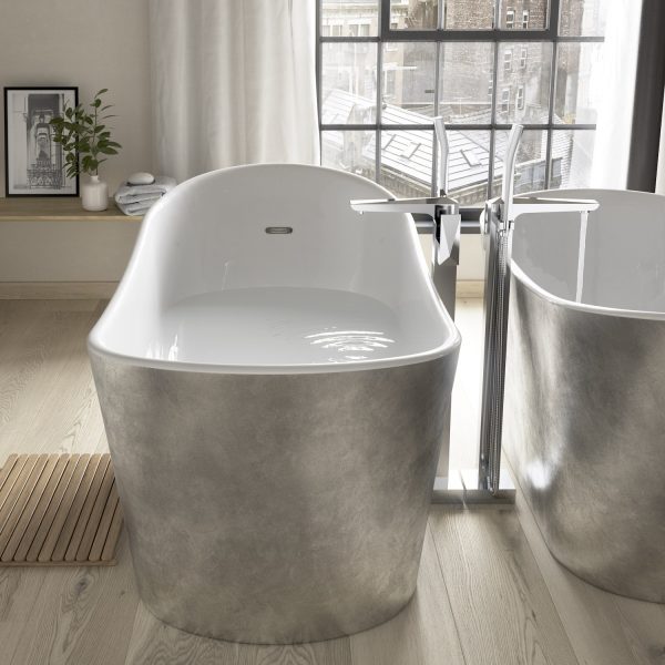 Heritage Holywell Metallic Effect Freestanding Acrylic Slipper Bath - Image 2
