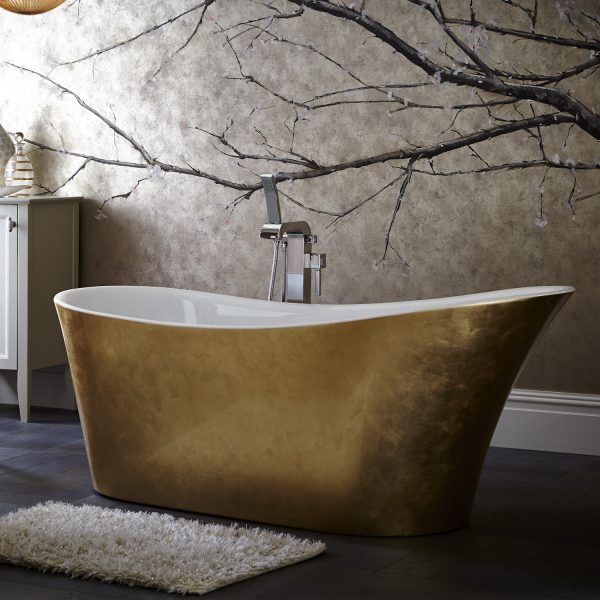 Heritage Holywell Metallic Effect Freestanding Acrylic Slipper Bath