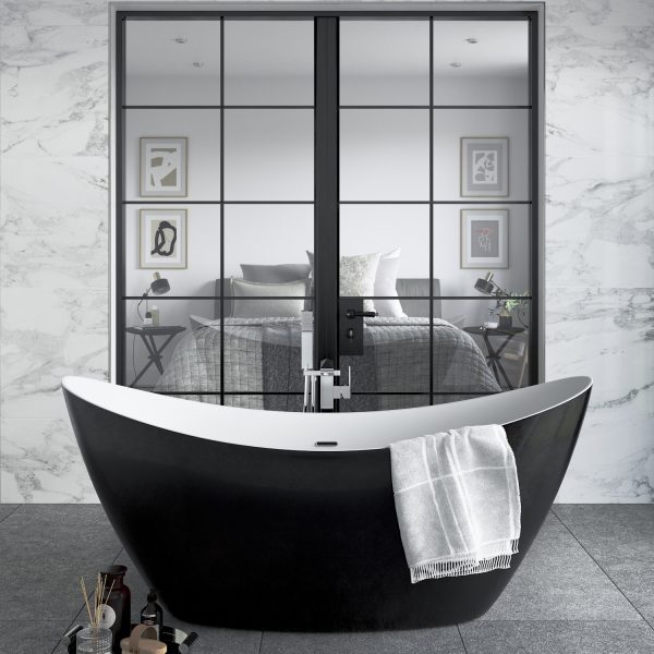 Heritage Osterley Matt Black Effect Freestanding Acrylic Double Ended Bath