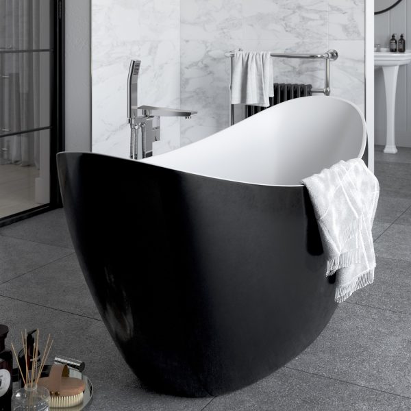 Heritage Osterley Matt Black Effect Freestanding Acrylic Double Ended Bath - Image 2