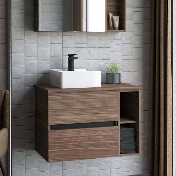 Utopia Qube Glide Bathroom Furniture Wallmounted Sorrento Walnut ...