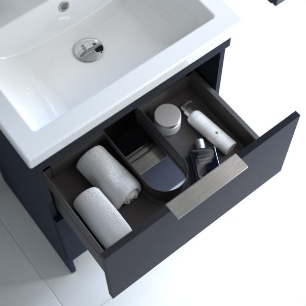 Utopia Qube Edge Bathroom Furniture Freestanding Indigo Blue Vanity Unit - Image 2