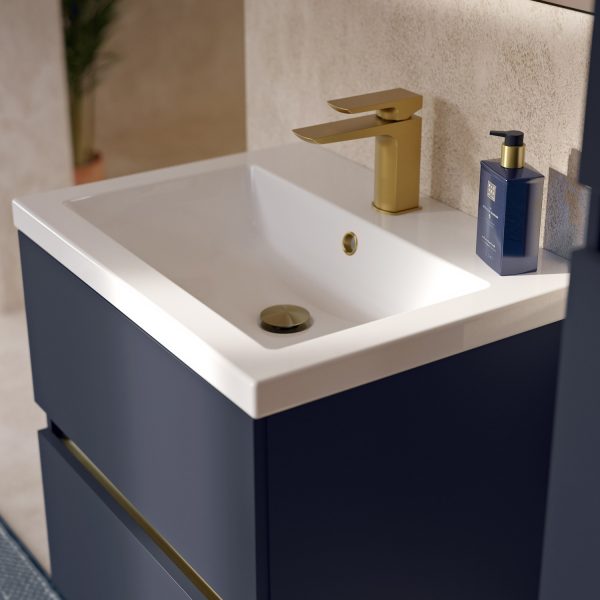 Utopia Qube Glide Bathroom Furniture Wallmounted Indigo Washbasin Unit - Image 3