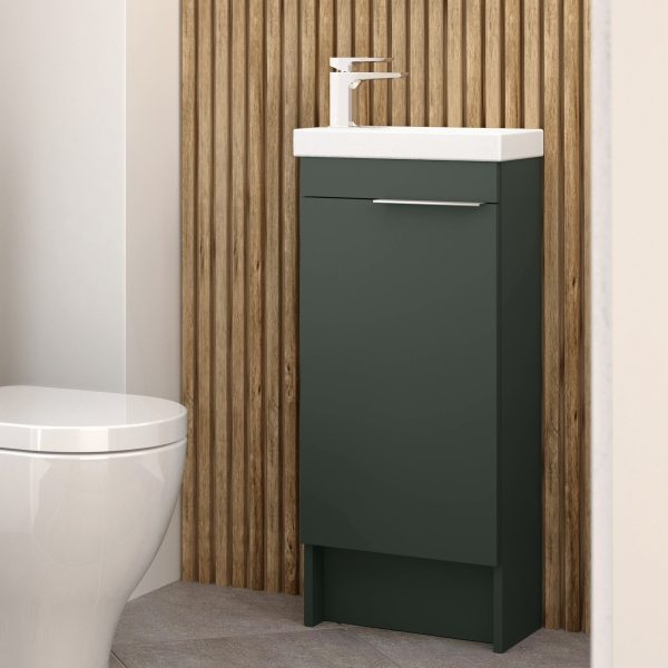Utopia Qube Edge Bathroom Furniture Freestanding Wild Green Cloakroom Unit