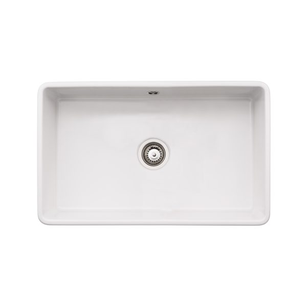 Abode Provincial AW1020 Large 1 Bowl Ceramic Undermount Sink In White - Image 2