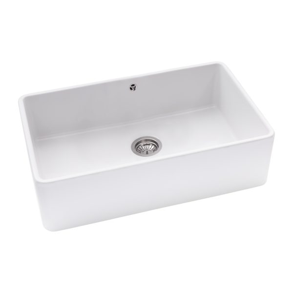 Abode Provincial AW1020 Large 1 Bowl Ceramic Undermount Sink In White