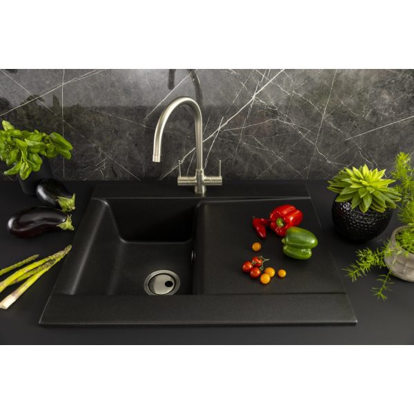Abode Aspekt 1 Bowl & Drainer Granite Inset Sink - Image 2