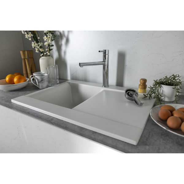 Abode Aspekt 1 Bowl & Drainer Granite Inset Sink