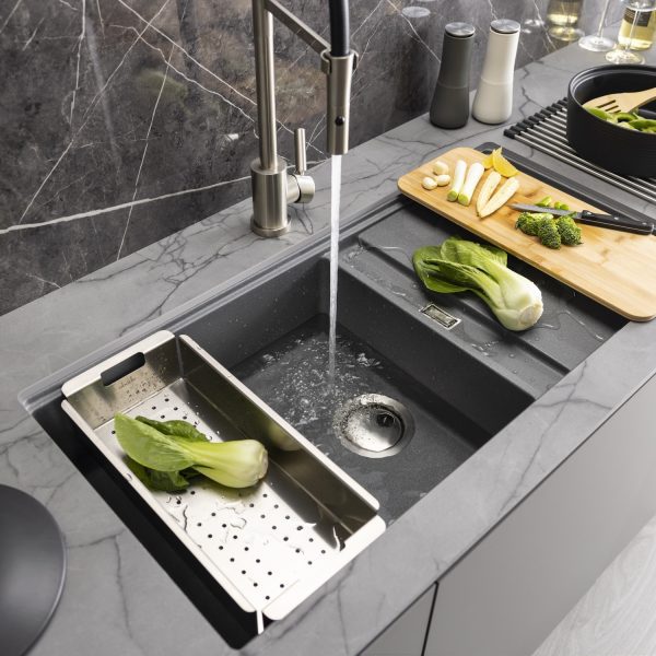 Abode Synchronist Large Granite 1.25 Bowl And Drainer Inset  Undermount Sink