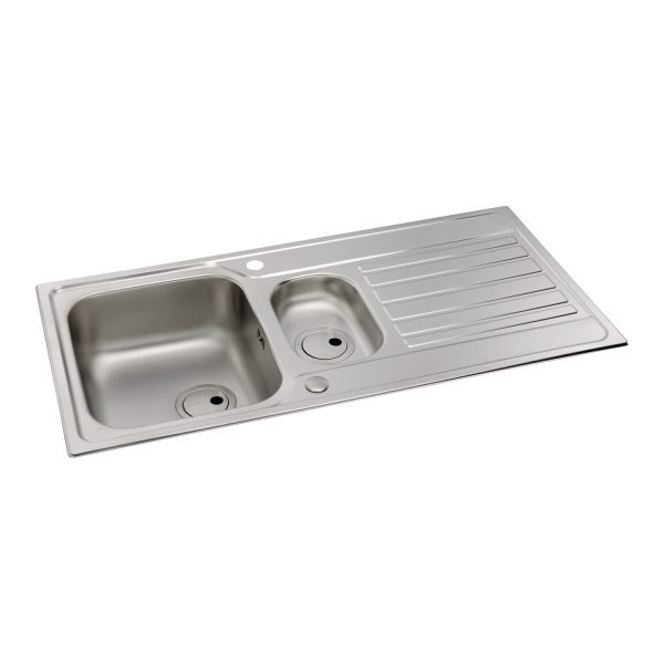 Abode Connekt 1.5 Bowl & Drainer Inset Sink - Stainless Steel - Image 2