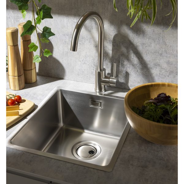 Abode Matrix AW5121 R15 1 Bowl 340mm Undermount Inset Sink Stainless Steel
