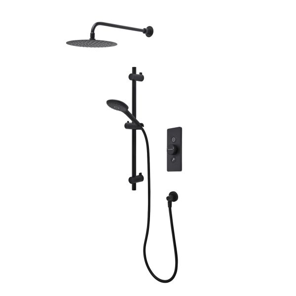 Roper Rhodes Event Click Dual Function Shower System Riser Kit Overhead Shower in Black SVSET170