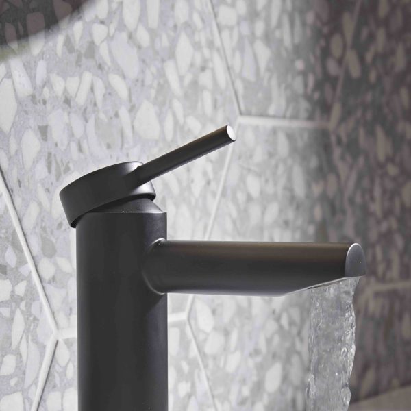 Roper Rhodes Storm Nova Mini Basin Mixer Tap with Click Waste in Black T466103 - Image 2