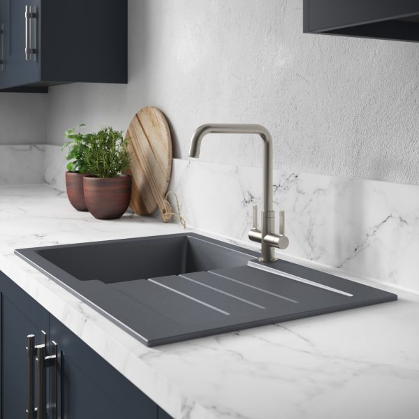 Abode Xcite 1 Bowl and Drainer Granite Inset Sink