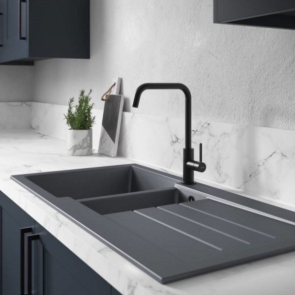 Abode Xcite 1.5 Bowl  and  Drainer Granite Inset Sink - Image 8