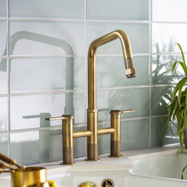 Abode Hex Bridge Dual Lever Mixer Tap With Pull Out
