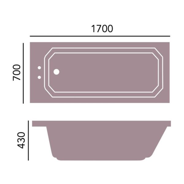 Heritage Granley Deco Acrylic Single Ended Fitted Bath - Image 2