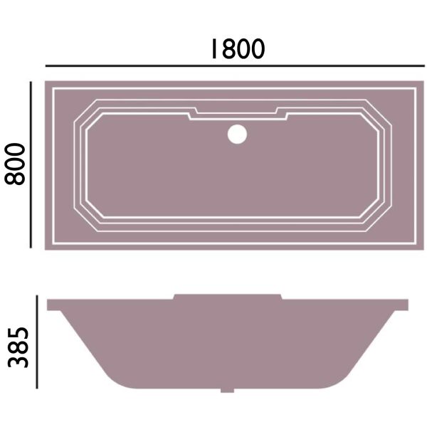 Heritage Granley Acrylic 1800 x 800mm Double Ended Fitted Bath - Image 2