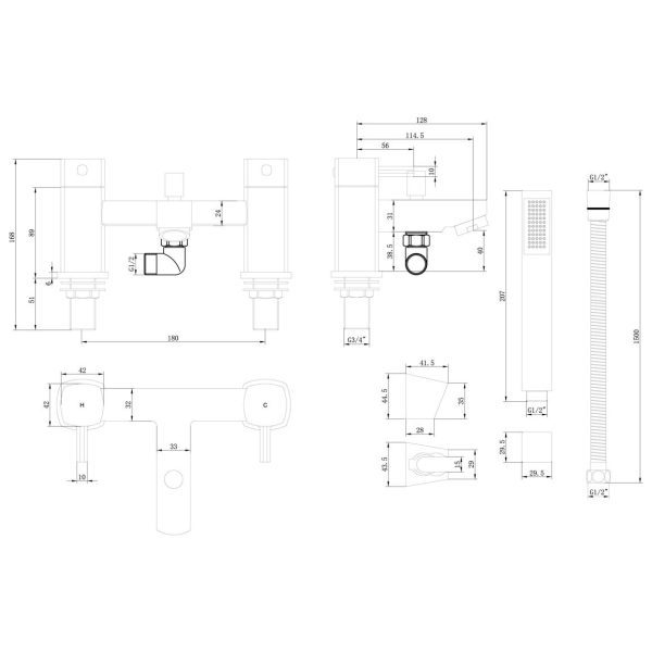 Brison Arenella Chrome Bath Shower Mixer - Image 2