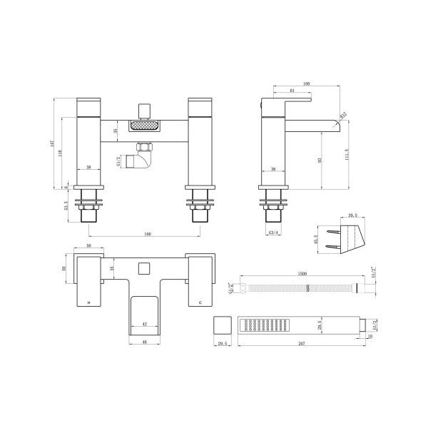 Brison Buda Chrome Bath Shower Mixer - Image 2