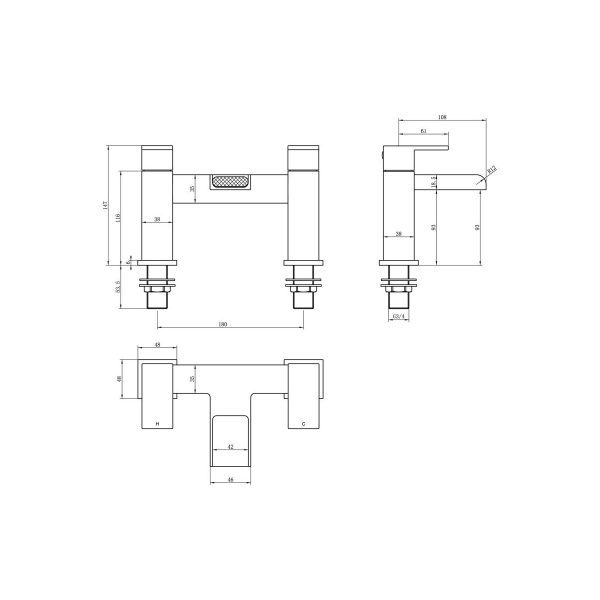 Brison Buda Chrome Bath Filler - Image 2