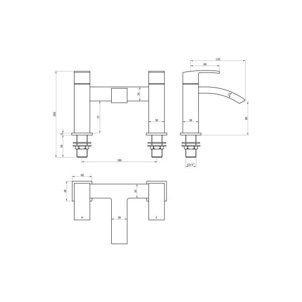 Brison Canaria Chrome Bath Filler - Image 2