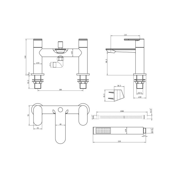 Brison Clara Chrome Bath Shower Mixer - Image 2