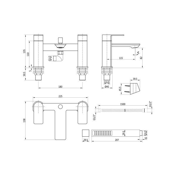 Brison Tambo Chrome Bath Shower Mixer - Image 2