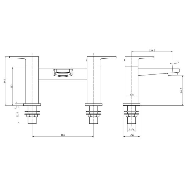 Brison Zaro Chrome Bath Filler - Image 2