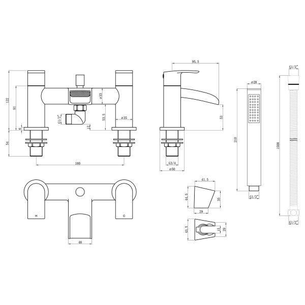 Brison Oeste Chrome Bath Shower Mixer - Image 2