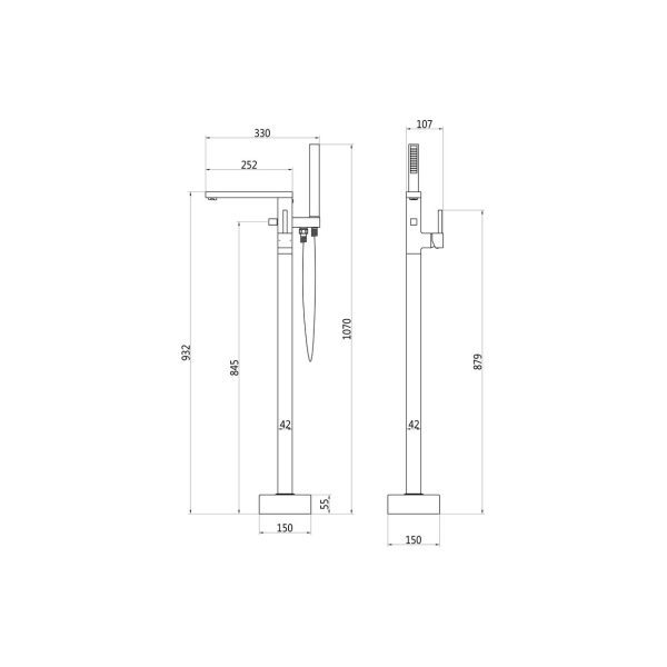 Brison Sujeto Chrome Floor Standing Bath Shower Mixer - Image 2
