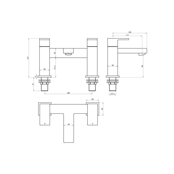 Brison Sujeto Chrome Bath Filler - Image 2