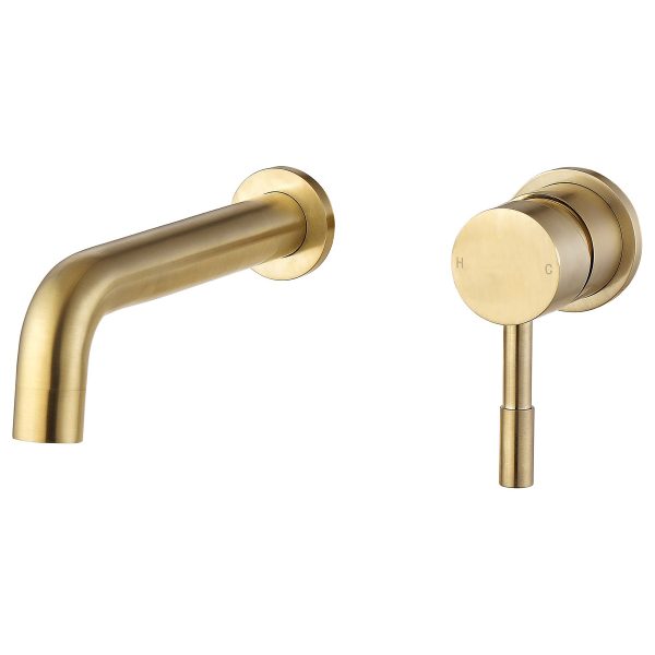 Brison Tabarca Wall Mounted Brushed Brass Basin Mixer