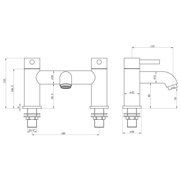 Brison Tabarca Brushed Brass Bath Filler - Image 2
