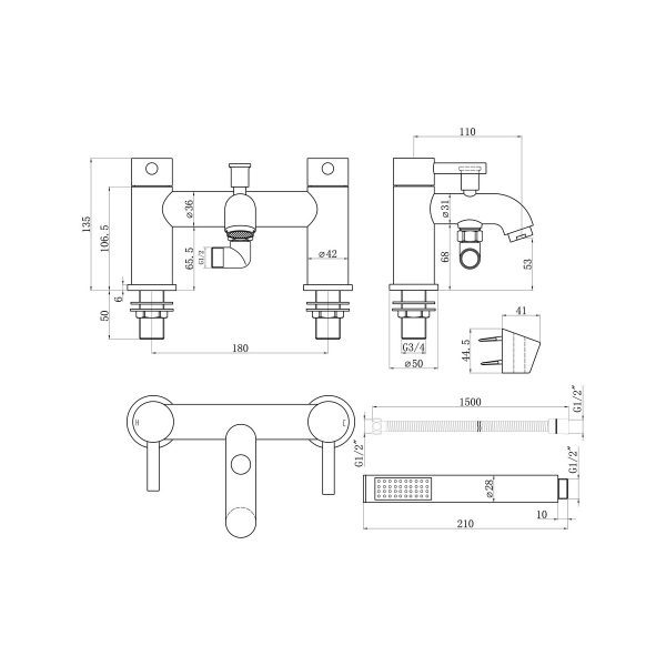 Brison Tabarca Chrome Bath Shower Mixer - Image 2
