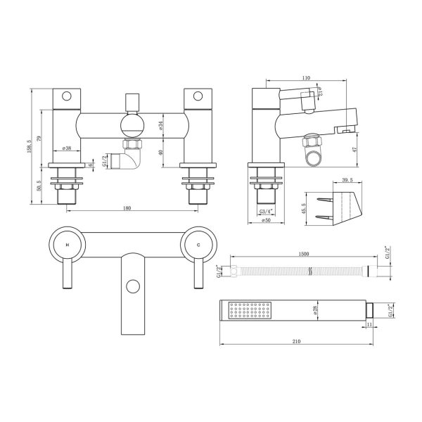 Brison Vedra Chrome Bath Shower Mixer - Image 2