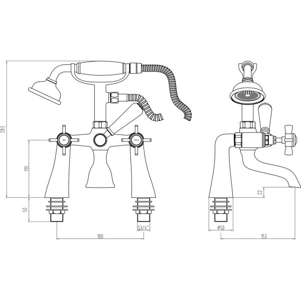 Brison Wesley Chrome Bath Shower Mixer - Image 2