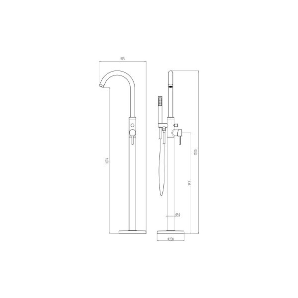Brison Tabarca Floor Standing Brushed Brass Bath Shower Mixer - Image 2