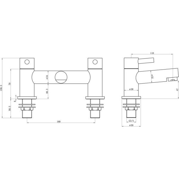Brison Vedra Chrome Bath Filler - Image 2