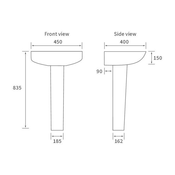 Brison Cheviot One Tap hole Basin and Full Pedestal - Image 3