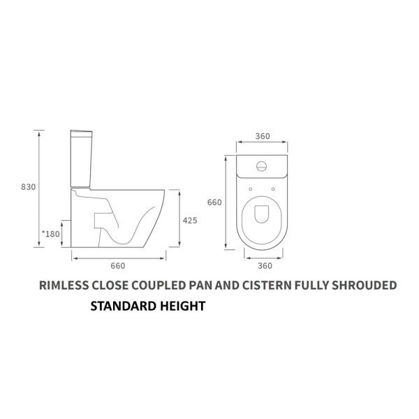 Brison Kelso Close Coupled Fully Shrouded Rimless WC Toilet Complete - Image 6