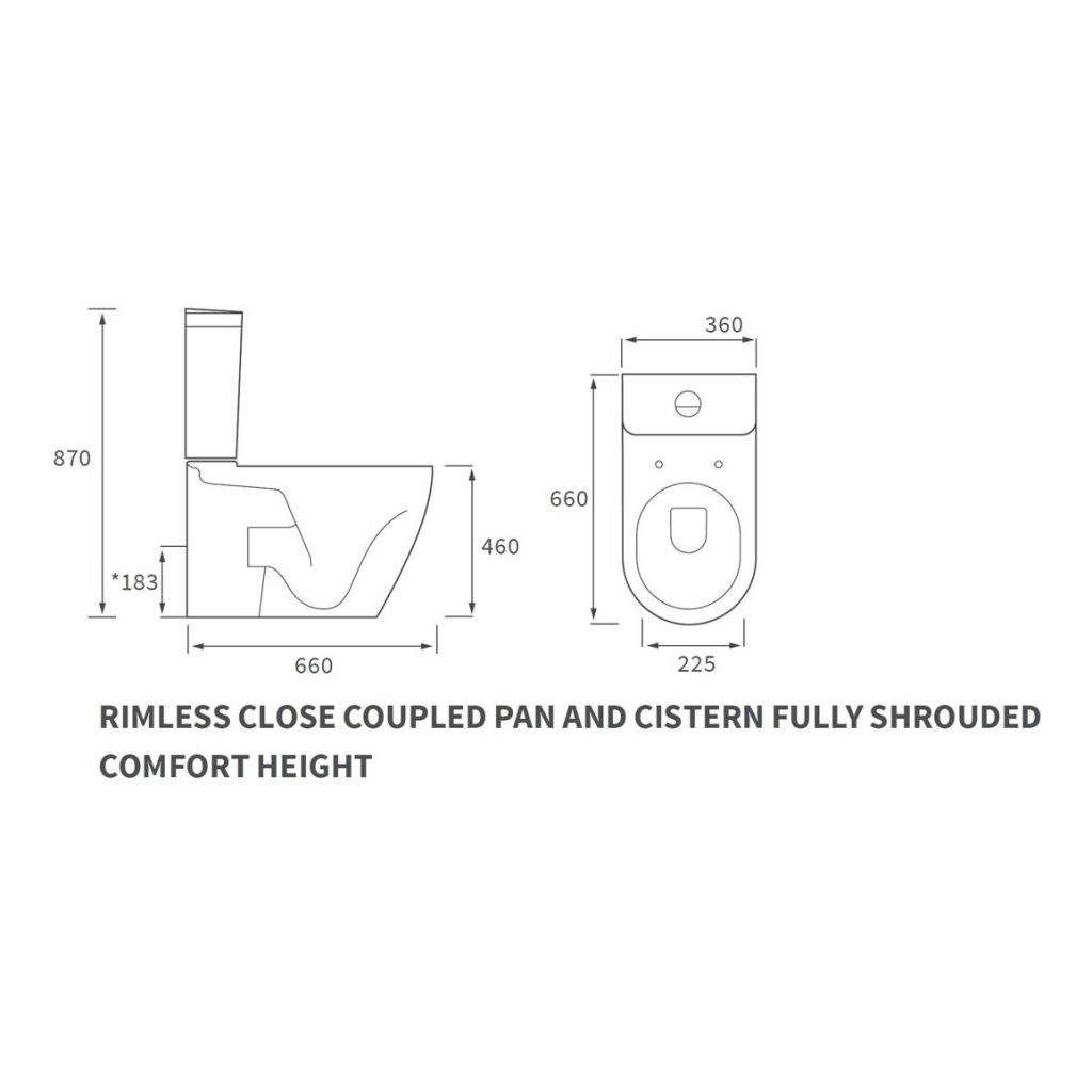 Brison Kelso curved design close coupled fully shrouded rimless Comfort