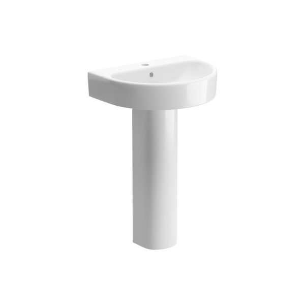 Brison Kelso Curved Design One Tap Hole Basin and Full Pedestal