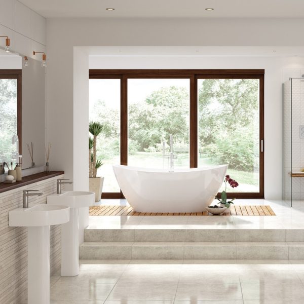 Brison Kelso Curved Design One Tap Hole Basin and Full Pedestal - Image 2