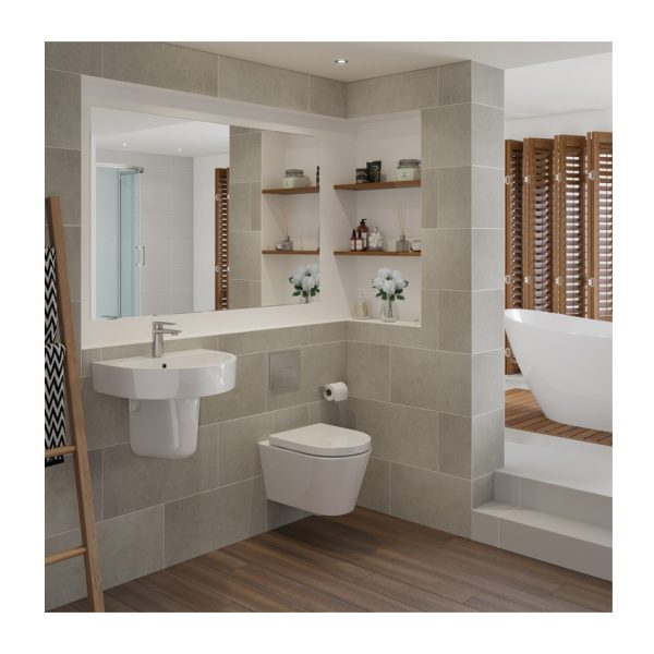 Brison Kelso Curved Design One Tap Hole Basin and Semi Pedestal - Image 2